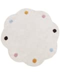 Pikkukuva 1 / 6: Matto vaalea beige 120 cm puuvilla pyöreä pilkullinen käsintehty lasten moderni