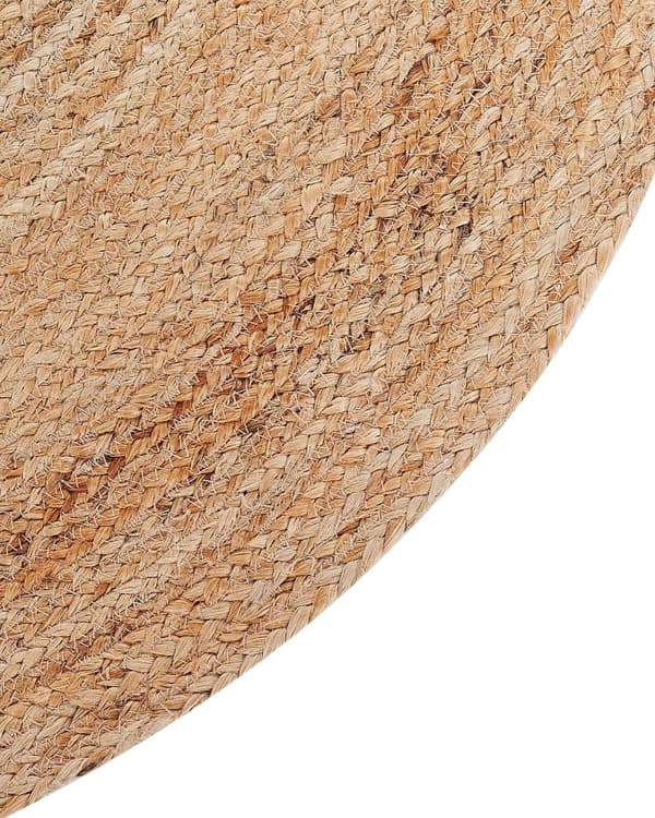 Gulvtæppe Beige Jute ø 120 cm Rund Dekorativ Bjørne Mønster Boho Stil Stue Børn Børneværelse