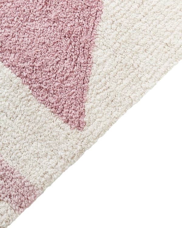 Abstrakt mønster i beige og pink bomuld 140 x 200 cm med lav hætte og kvaster til børneværelset