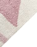 Miniatyrbillede 4 af 6: Abstrakt mønster i beige og pink bomuld 140 x 200 cm med lav hætte og kvaster til børneværelset