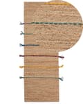 Miniatyrbillede 1 af 7: Gulvtæppe beige 70 x 200 cm jute stribet entre børneværelse værelse frynser håndlavet boho stil