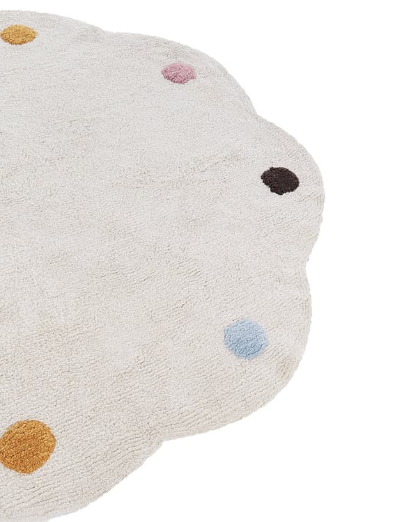 Leketeppe for barn Bomull Lys beige ø 120 cm Uregelmessig rund form Håndvevd Flerfarget Flekketeppe Gulvlekematte