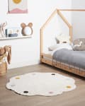 Miniatyrbilde 2 av 6: Leketeppe for barn Bomull Lys beige ø 120 cm Uregelmessig rund form Håndvevd Flerfarget Flekketeppe Gulvlekematte