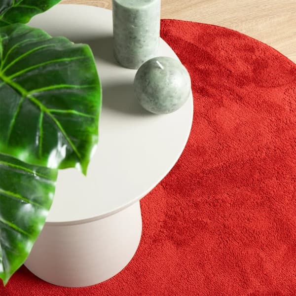 vidaXL Matta OVIEDO kort lugg röd Ø 100 cm