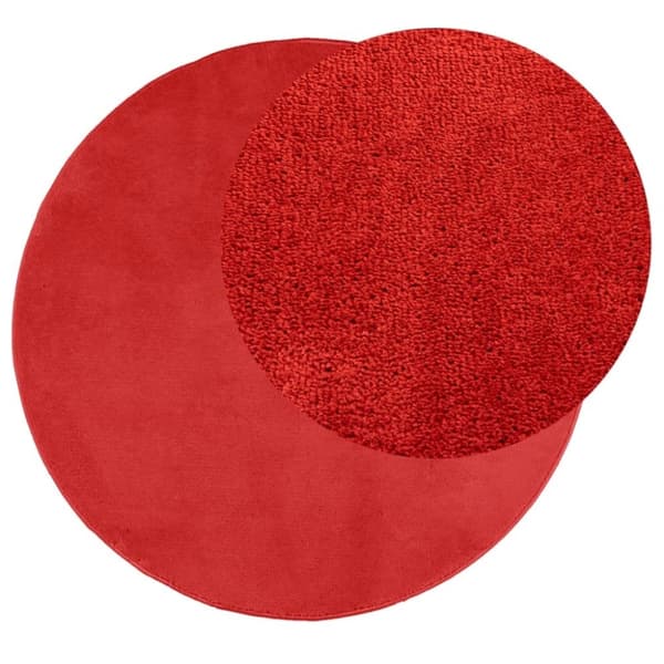 vidaXL Matta OVIEDO kort lugg röd Ø 100 cm