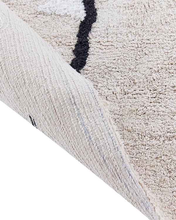 Barnmatta Beige Bomull 70 x 100 cm Monsterform Handvävd Modern Stil Barnrum Plantskola