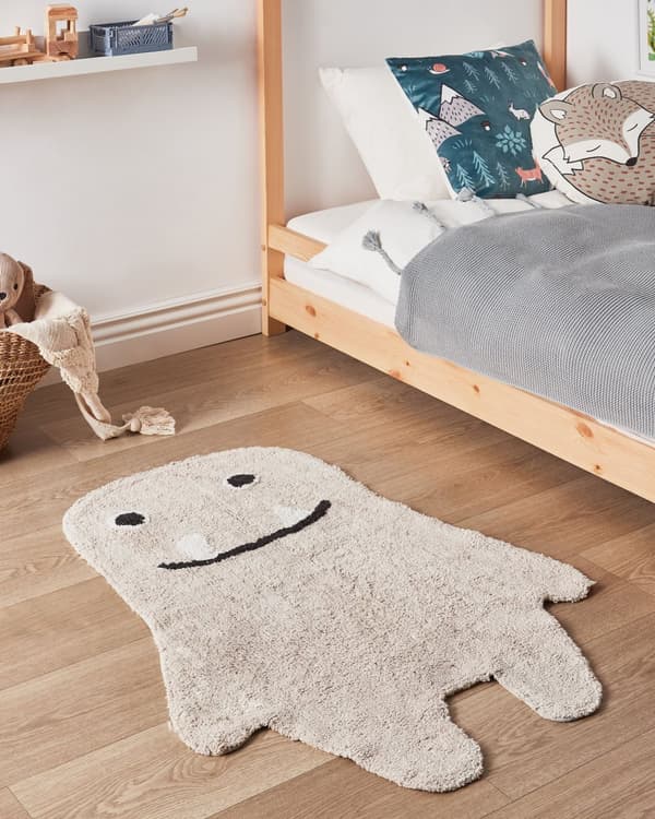 Barnmatta Beige Bomull 70 x 100 cm Monsterform Handvävd Modern Stil Barnrum Plantskola