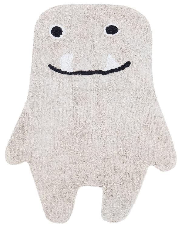 Barnmatta Beige Bomull 70 x 100 cm Monsterform Handvävd Modern Stil Barnrum Plantskola