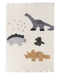 Miniatyrbild 1 av 6: Barnmatta Bomull Beige 140 x 200 cm Djur Dinosauriemönster Handvävd med tofsar Golv Lekmatta