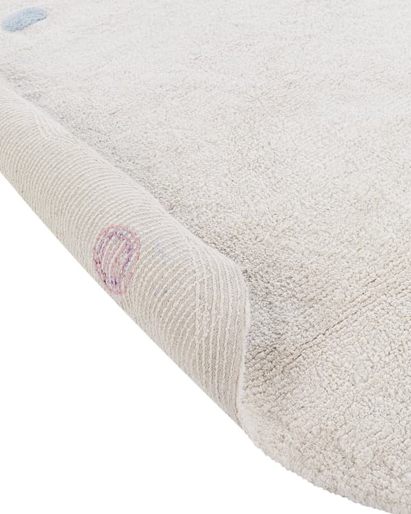 Barnmatta Bomull Ljusbeige ø 120 cm Oregelbunden rund form Handvävd Flerfärgad Fläckar Golv Lekmatta
