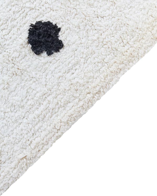 Tuftad Matta Bomull Vit 140x200 cm med Svarta Prickar och Ränder Rektangulär