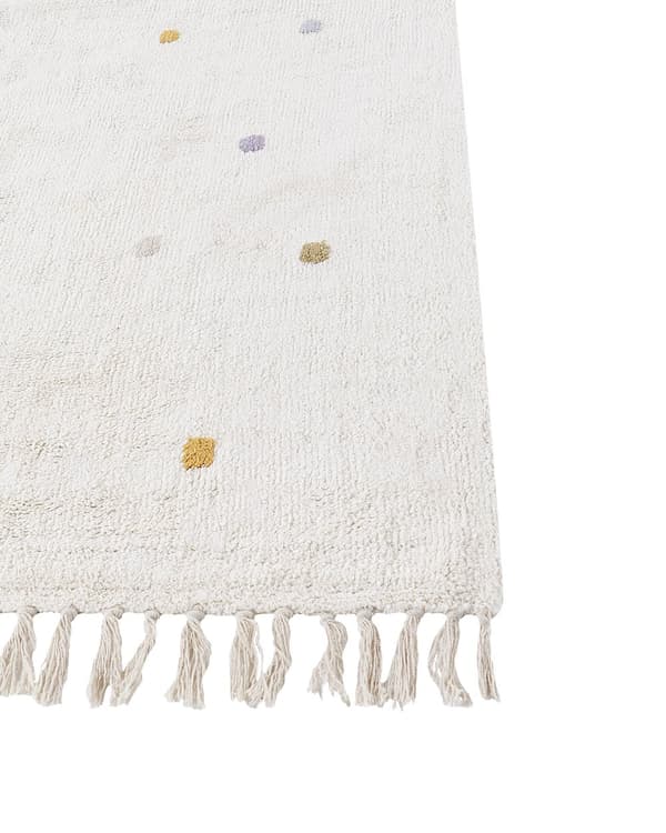 Barnmatta Bomull Off-white 140 x 200 cm med Flerfärgade Prickar Rektangulär