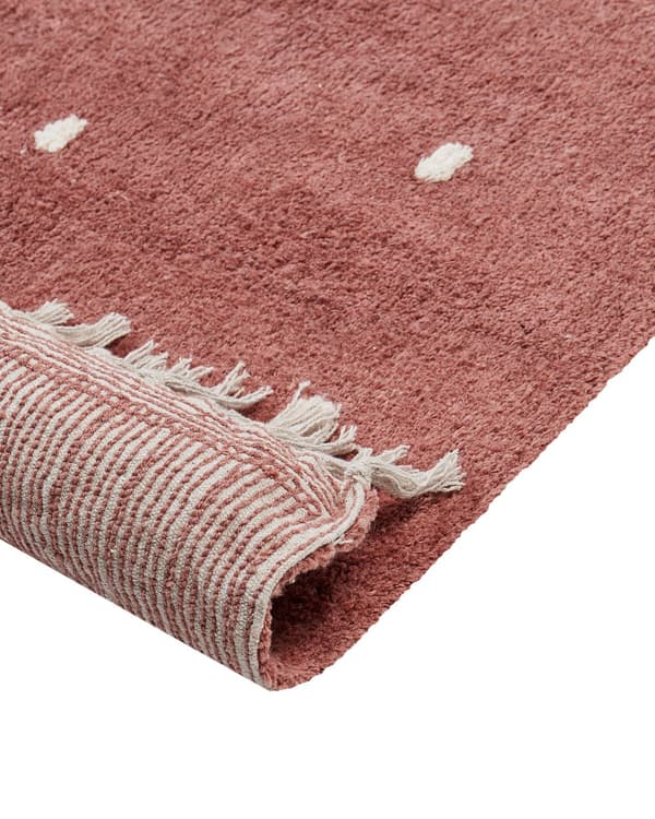 Barneteppe Bomull Rød 140 x 200 cm Hvite prikker Rektangulært Boho-stil Barnerom