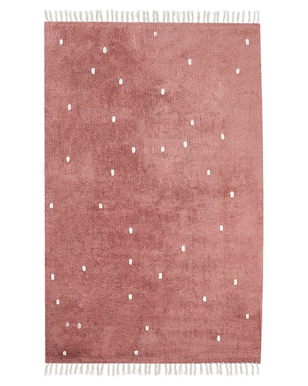 Barneteppe Bomull Rød 140 x 200 cm Hvite prikker Rektangulært Boho-stil Barnerom