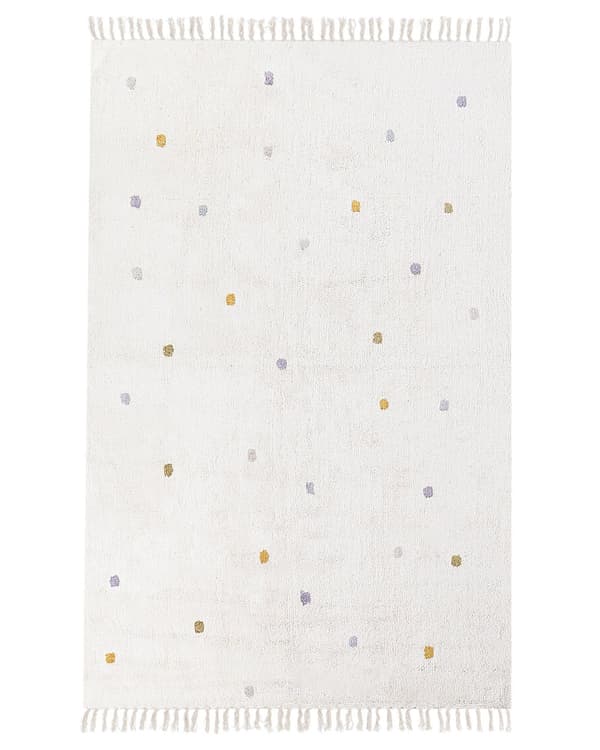 Barneteppe Bomull Off-White 140 x 200 cm Flerfargede prikker Rektangulært Boho-stil Barnerom