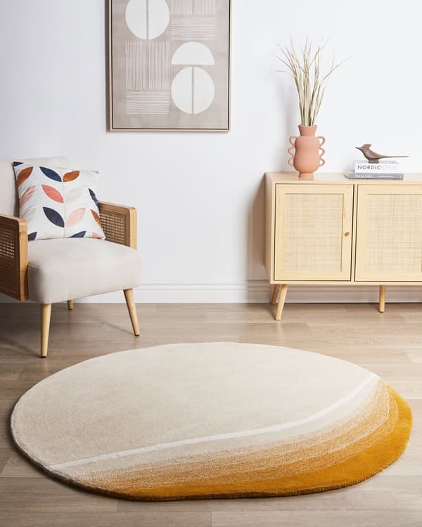 Matto beige villa 140 cm pyöreä epäsymmetrinen abstrakti kuvio moderni tyyli