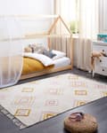 Miniatyrbilde 2 av 6: Bomullsteppe Off-White Tuftet 140x200 cm med Flerfarget Geometrisk mønster Rektangulært