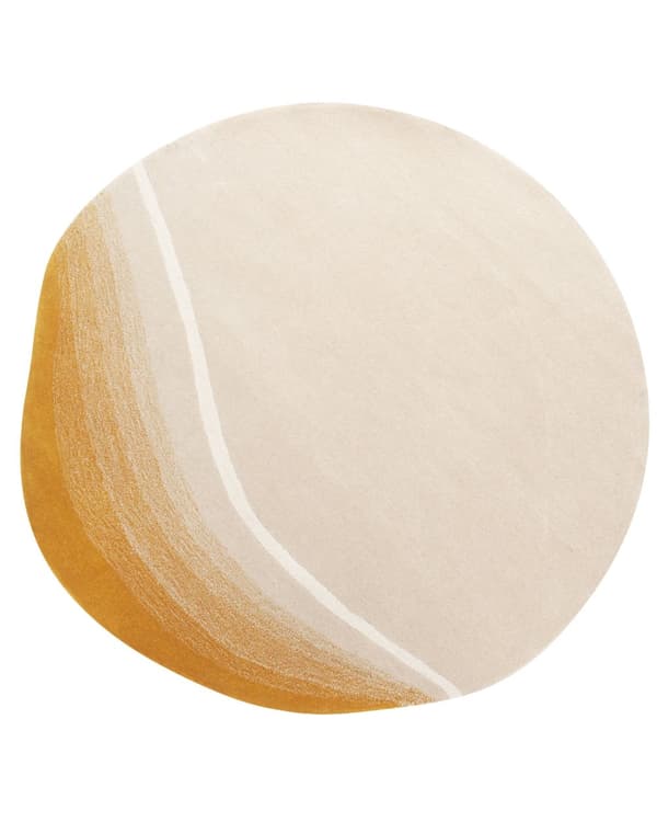 Teppe Beige Ull ø 140 cm Uregelmessig rund form Moderne design Gulvteppe Dekorasjon Tekstiler