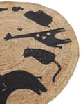 Miniatyrbilde 5 av 7: Teppe Beige Jute ø 120 cm Rund form Dyremotiv Bohemsk stil Barnerom Barneteppe Gulvteppe Dekorasjon Tekstiler