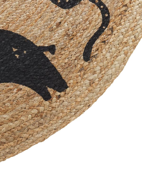 Teppe Beige Jute ø 120 cm Rund form Dyremotiv Bohemsk stil Barnerom Barneteppe Gulvteppe Dekorasjon Tekstiler