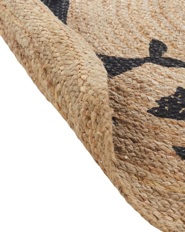 Teppe Beige Jute ø 120 cm Rund form Dyremotiv Bohemsk stil Barnerom Barneteppe Gulvteppe Dekorasjon Tekstiler
