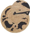 Miniatyrbilde 1 av 7: Teppe Beige Jute ø 120 cm Rund form Dyremotiv Bohemsk stil Barnerom Barneteppe Gulvteppe Dekorasjon Tekstiler
