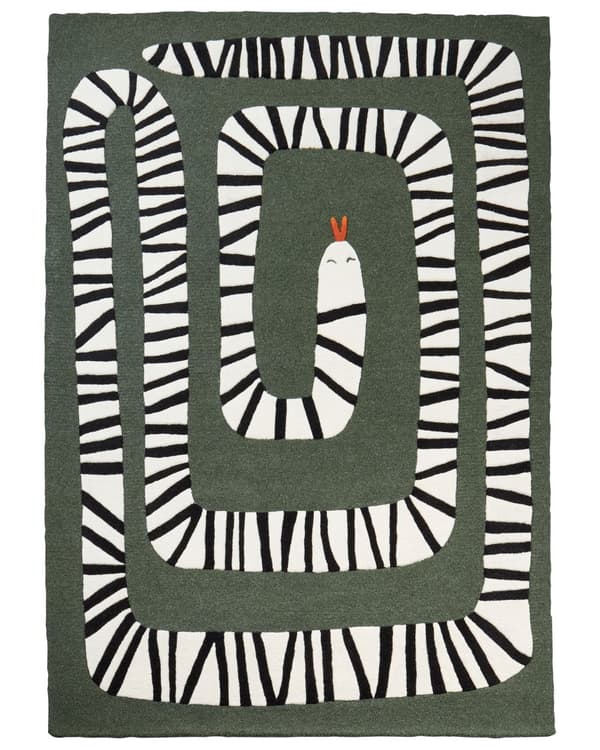 Matta Grön Ull 160 x 230 cm Rektangulär form Accentmatta