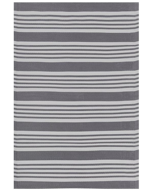 Utomhusmatta 120 x 180 cm av Syntetiskt Material i Grå Färg med Randigt Mönster i Modern Stil