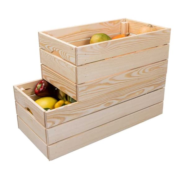 Valloni treboks som kan stables for oppbevaring 65x23x31cm natur.