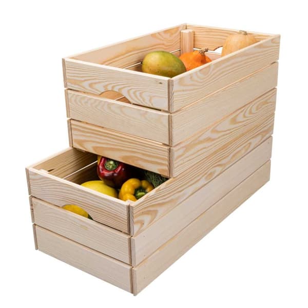 Valloni trälåda stapelbar för förvaring 51x23x31cm natur.