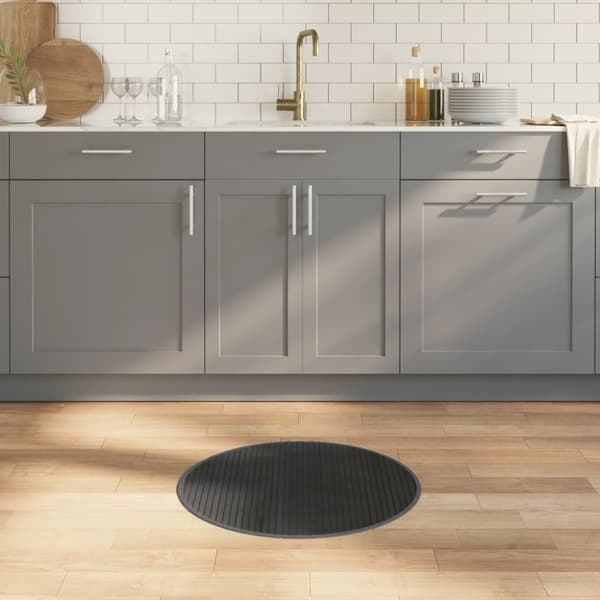 vidaXL Teppe rund grå 60 cm bambus