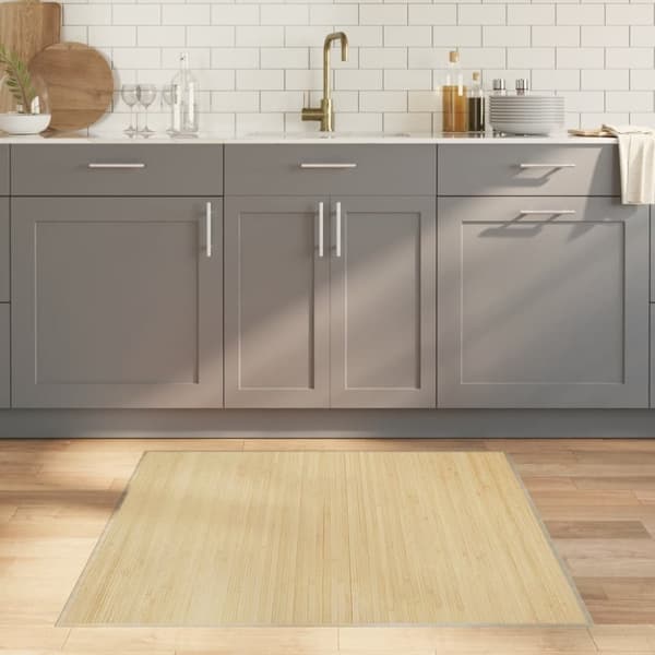 vidaXL Teppe firkantet lys naturell 100x100 cm bambus