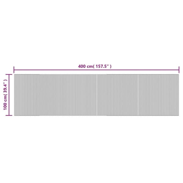 vidaXL Teppe rektangulært svart 100x400 cm bambus