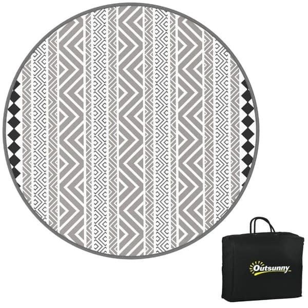 Rootz udendørs tæppe - terrassetæppe - vejrbestandigt - moderne design - ikke-vævet stof - sort + hvid - 365 cm x 274 cm x 0,3 cm