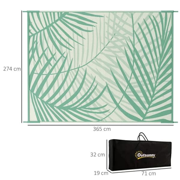 Rootz Utematta - Uteplatsmatta - Väderbeständig - Modern design - Non-woven - Grön + Kräm - 365 cm x 274 cm x 0,3