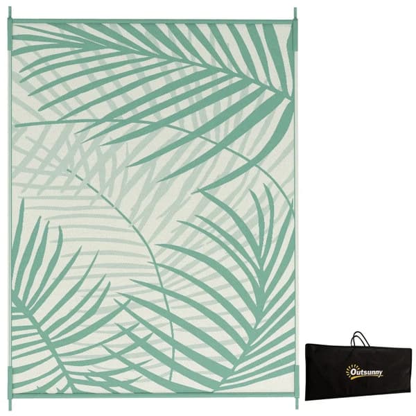 Rootz Utematta - Uteplatsmatta - Väderbeständig - Modern design - Non-woven - Grön + Kräm - 365 cm x 274 cm x 0,3