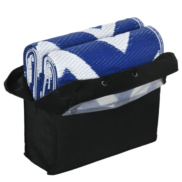 Rootz Utomhusmatta - Uteplatsmatta - Väderbeständig - Modern design - Non-woven - Blå + Vit - 182cm x 274cm x 0,3cm