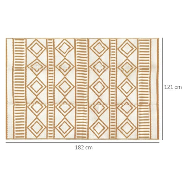 Rootz Outdoor matto - Patiomatto - Säänkestävä - Moderni muotoilu - Kuitukangas - Vihreä + Kerma - 121cm x 182cm x 0,3cm