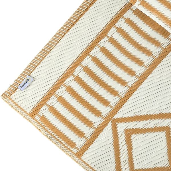 Rootz Outdoor matto - Patiomatto - Säänkestävä - Moderni muotoilu - Kuitukangas - Vihreä + Kerma - 121cm x 182cm x 0,3cm