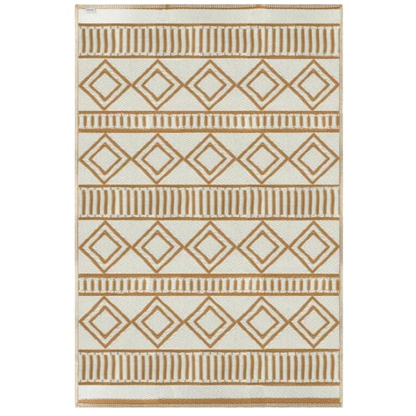 Rootz Outdoor matto - Patiomatto - Säänkestävä - Moderni muotoilu - Kuitukangas - Vihreä + Kerma - 121cm x 182cm x 0,3cm