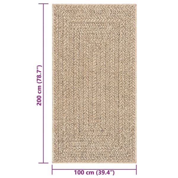 vidaXL gulvtæppe ZIZUR 100x200 cm jute-look indendørs og udendørs