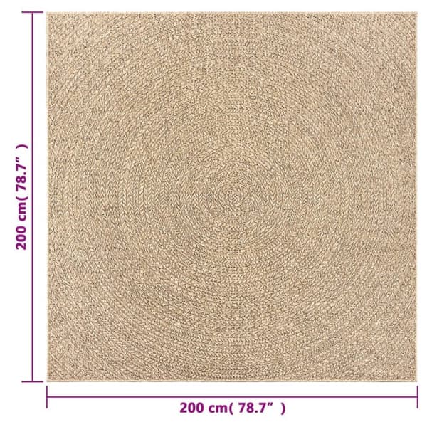 vidaXL gulvtæppe ZIZUR 200x200 cm jute-look indendørs og udendørs