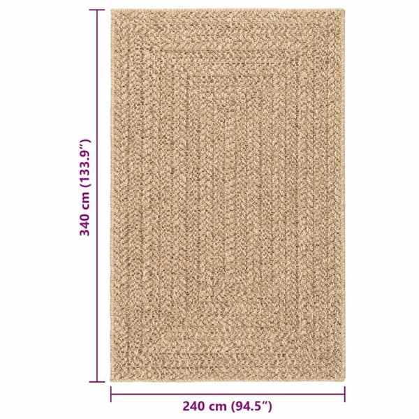vidaXL Teppe ZIZUR 240x340 cm jute-utseende innendørs og utendørs