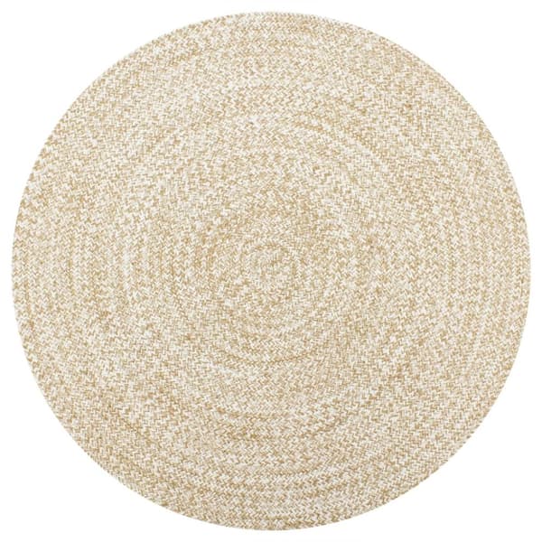 vidaXL Käsintehty juuttimatto valkoinen ja luonnollinen kuvio 90 cm -  Matot
