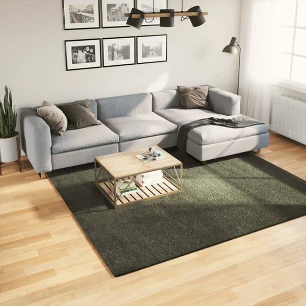 vidaXL gulvtæppe HUARTE 240x240 cm kort luv og vaskbart skovgrøn - Tæpper