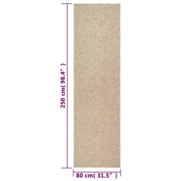 vidaXL Teppe ZIZUR 80x250 cm jute-utseende innendørs og utendørs