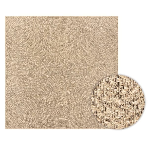 vidaXL gulvtæppe ZIZUR 120x120 cm jute-look indendørs og udendørs