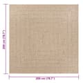 Miniatyrbillede 7 af 8: vidaXL gulvtæppe ZIZUR 200x200 cm jute-look indendørs og udendørs