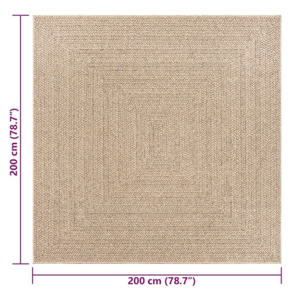 vidaXL gulvtæppe ZIZUR 200x200 cm jute-look indendørs og udendørs