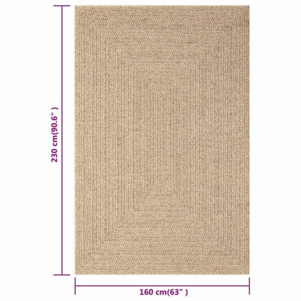 The Living Store gulvtæppe ZIZUR 160x230 cm jute-look indendørs og udendørs -  Tæpper